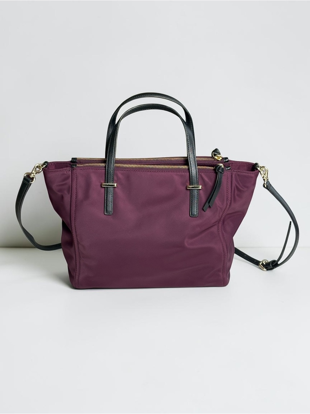 Kate Spade Wilson Road Alyse Satchel Deep Plum Nylon Crossbody Bag - Picture 3 of 14